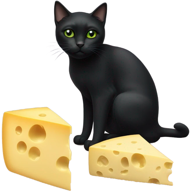 black cat eating block cheese emoji