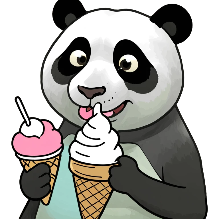 Panda eating ice cream emoji