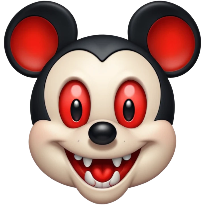 Evil mickey mouse with blood and angry emoji