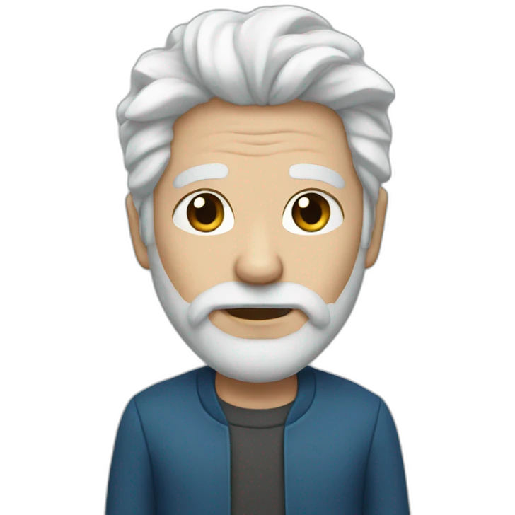 White hair blue aye emoji