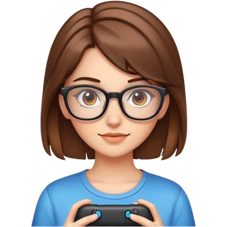 Brown haired gamer girl with classes  emoji
