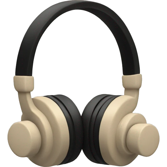 Beige beat studio headphones and black dumbbells emoji