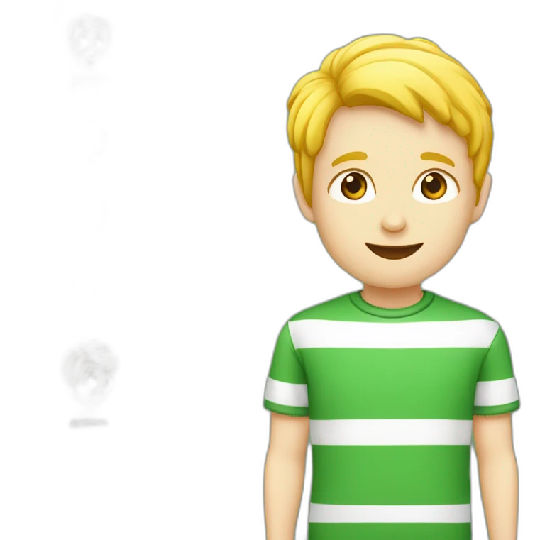 Jongen met verticaal groen wit gestreept shirt emoji