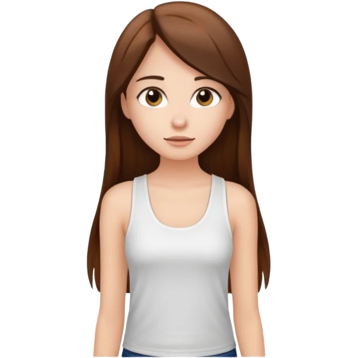 a pretty bratz fair girl with long straight hair with a white tank top emoji
