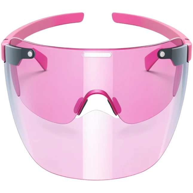 pink tinted shield visor glasses, frameless Y2K style, one continuous lens emoji