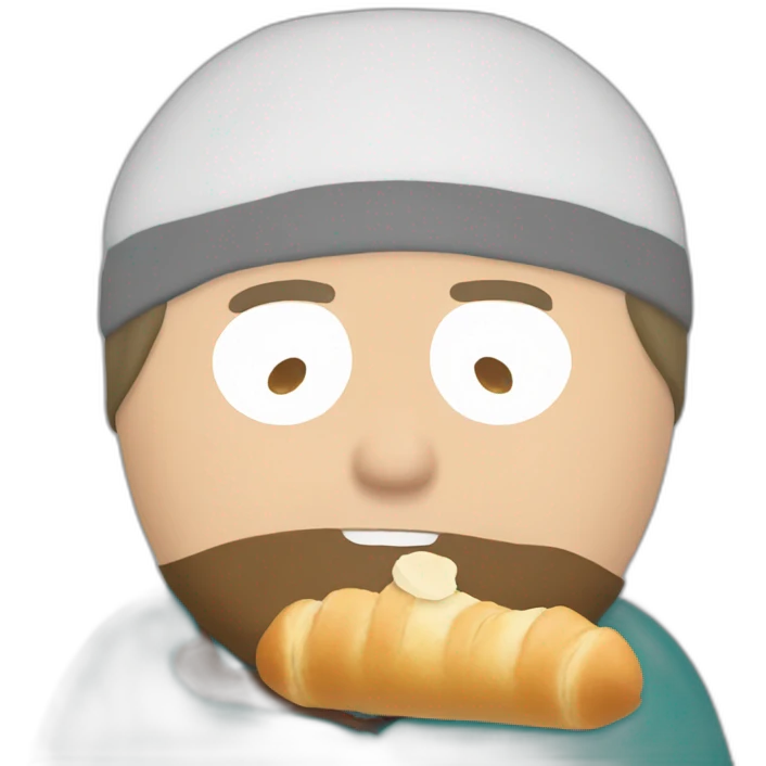 Cartman eating a croissant emoji