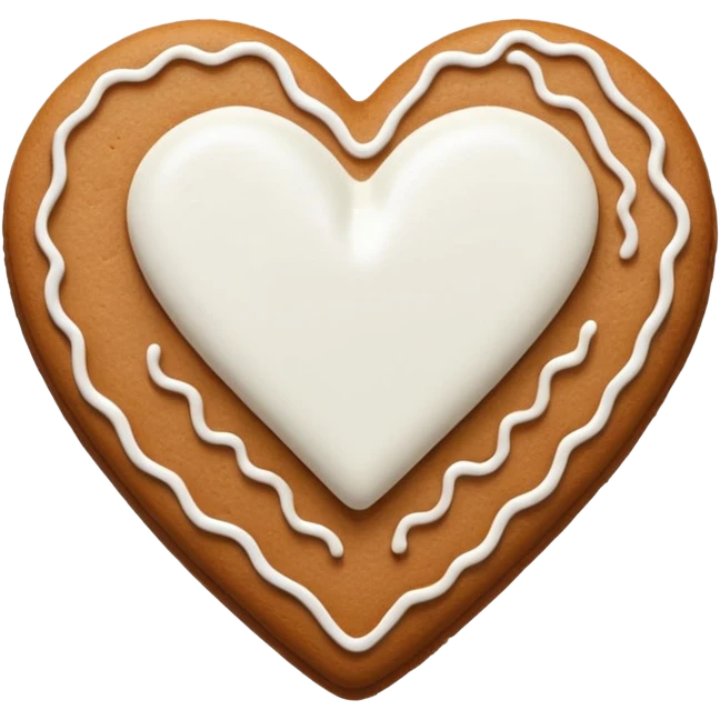 gingerbread heart cookie with white icing emoji