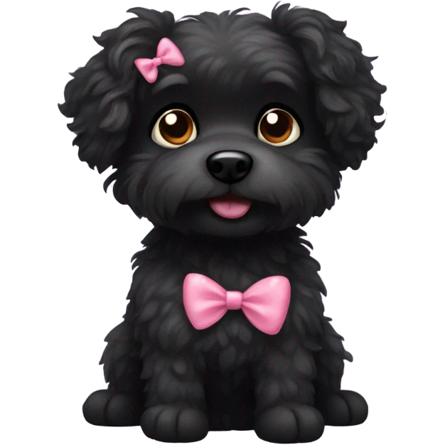 Black fluffy dog with hair bow  emoji