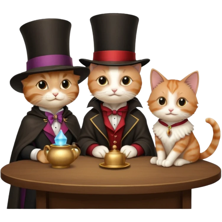 magician couple and their pet cat emoji