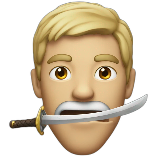 A man with a sword in his mouth emoji