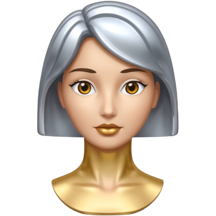 an elegant metallic chrome woman statue  emoji