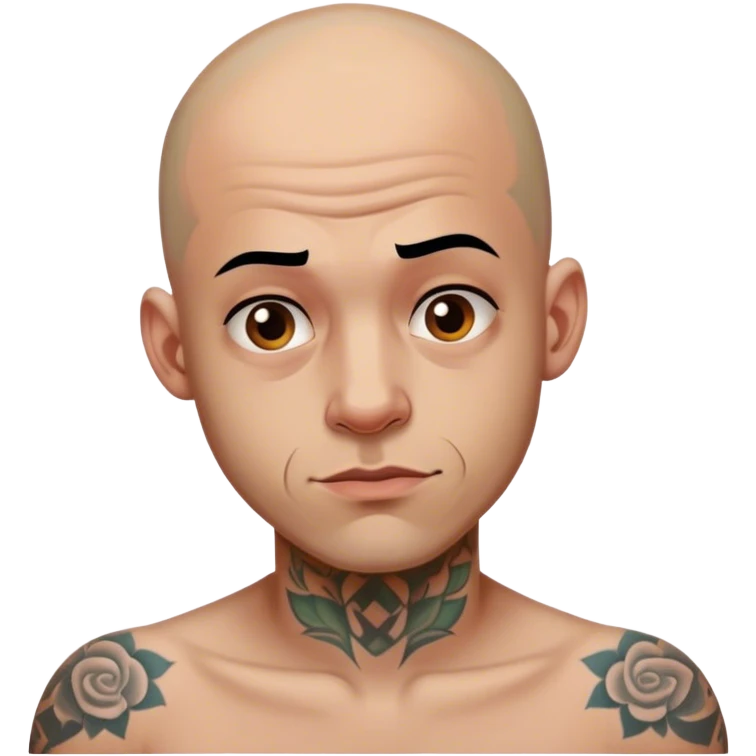 A wannabe gangster with cringe tattoos and is bald  emoji