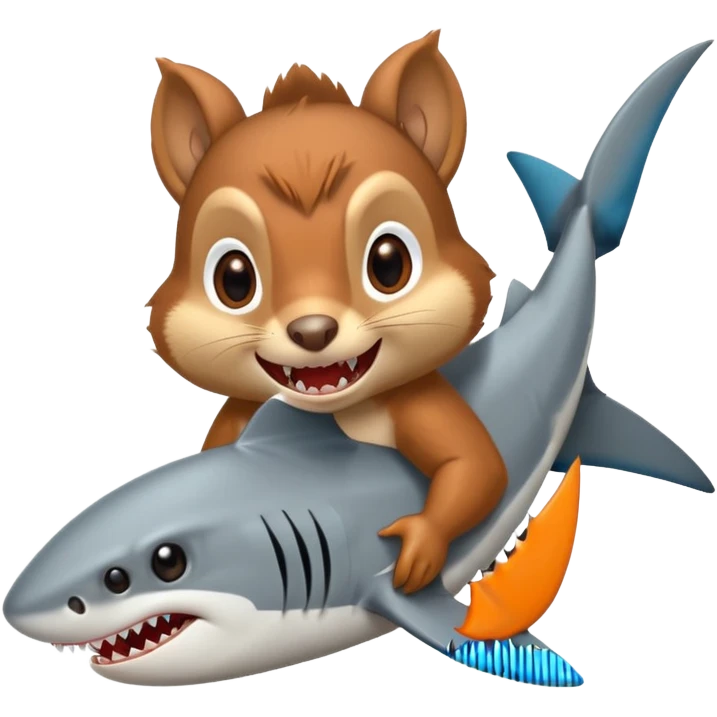 Squirrel eating a shark emoji