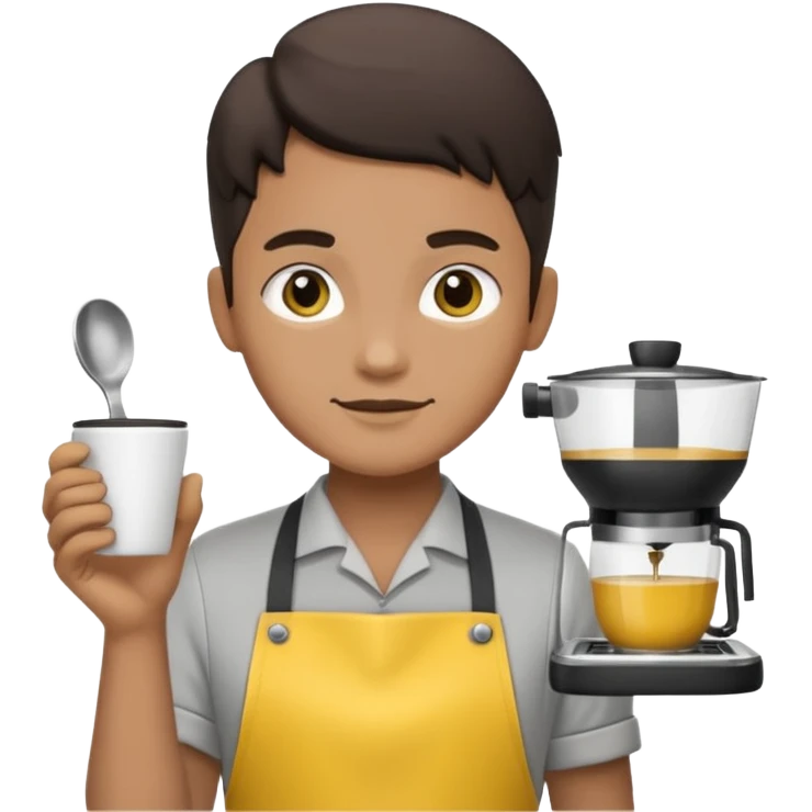 Бариста делает кофе. Цветовая палитра: #FFFFFF, #F7FD02, #D3D3D3, #242424 emoji