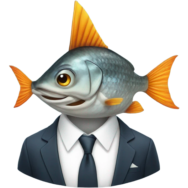 Fish wearing a suit emoji