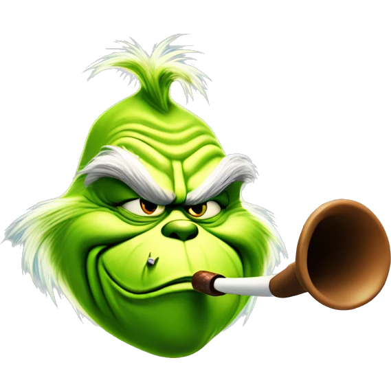 The grinch smoking a pipe emoji