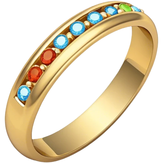 A simple gold band with a smooth surface and a few small gemstones. emoji