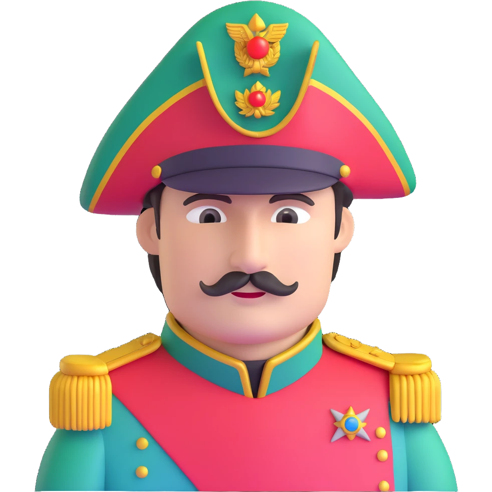 tomato wearing Napoleon Bonaparte's bicorne hat and military officer uniform emoji