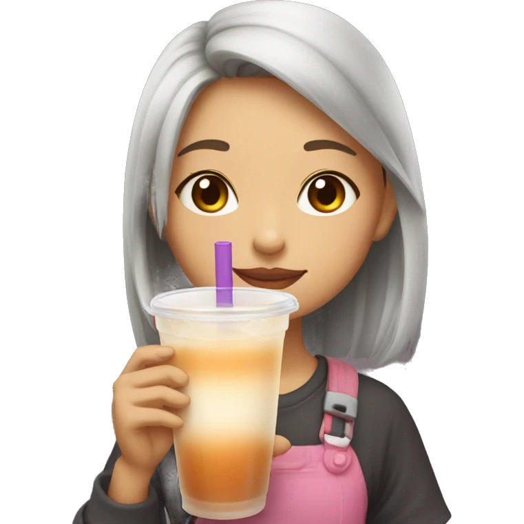 girl drinking boba tea emoji