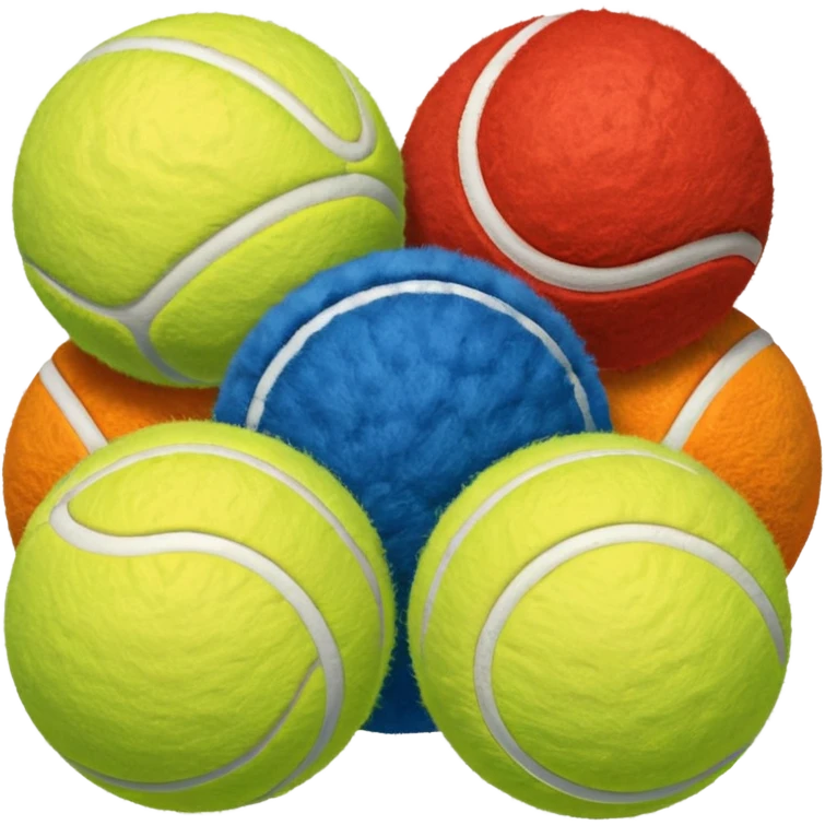 red yellow orange blue green tennis balls emoji