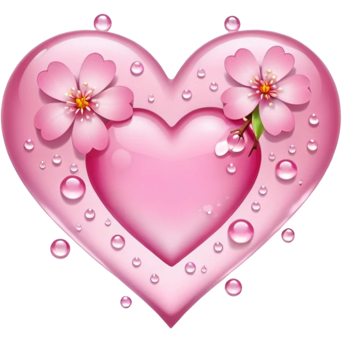 heart with sakura and dew drops emoji