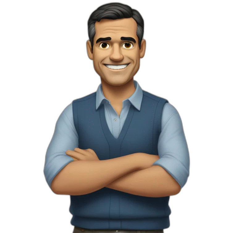 Pedro Sánchez smiling with arms crossed emoji