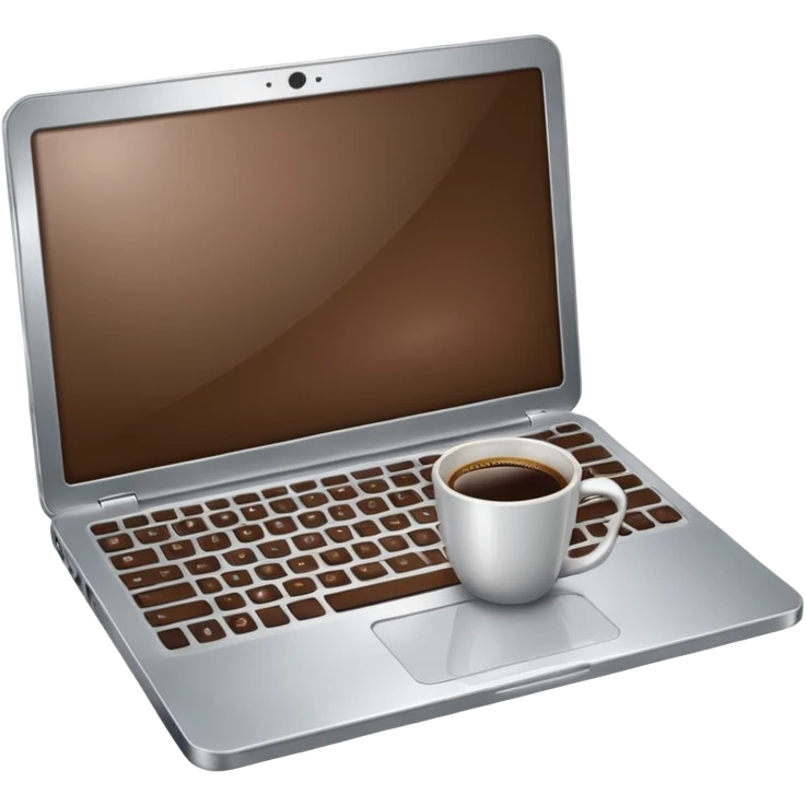 work silver laptop with coffee emoji