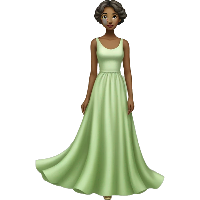 graceful young lady in a light green full-length dress emoji