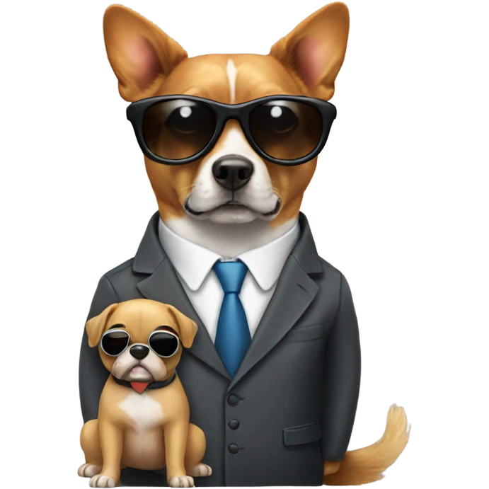 Butterfly wearing a suit with a dog wearing sunglasses emoji