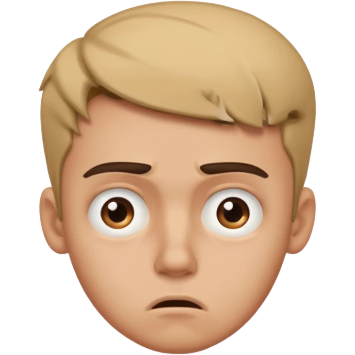 make an emoji of a (young person it has to be like very very confused, disgusted, make the eyebrows very expressive, make the face like he was asking a quiesfion and not getting the answer he wants, male his face TIRED emoji