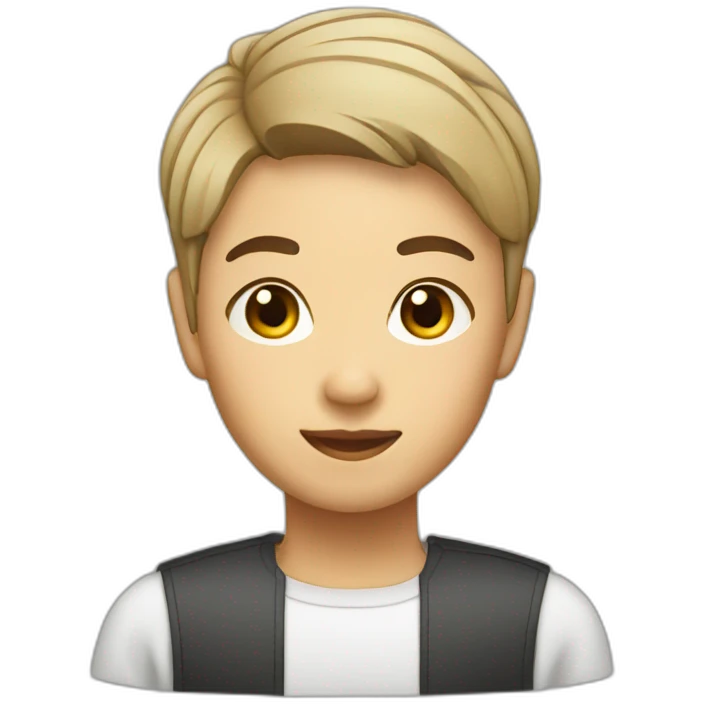 short hair Asian barista emoji