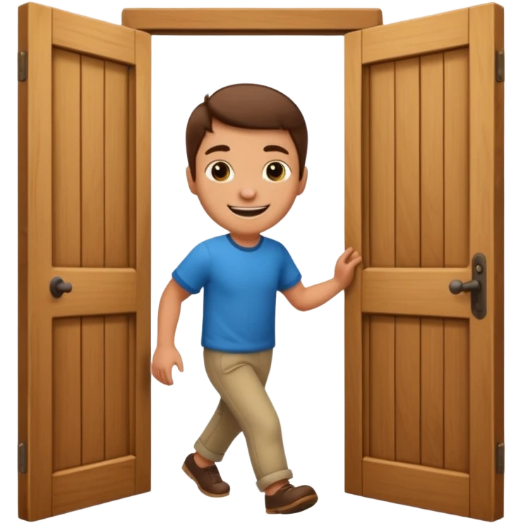 a door opening with a smiling client walking in emoji