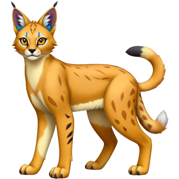 A colorful lynx-caracal-serval-fakemon-Digimon-creature-hybrid emoji