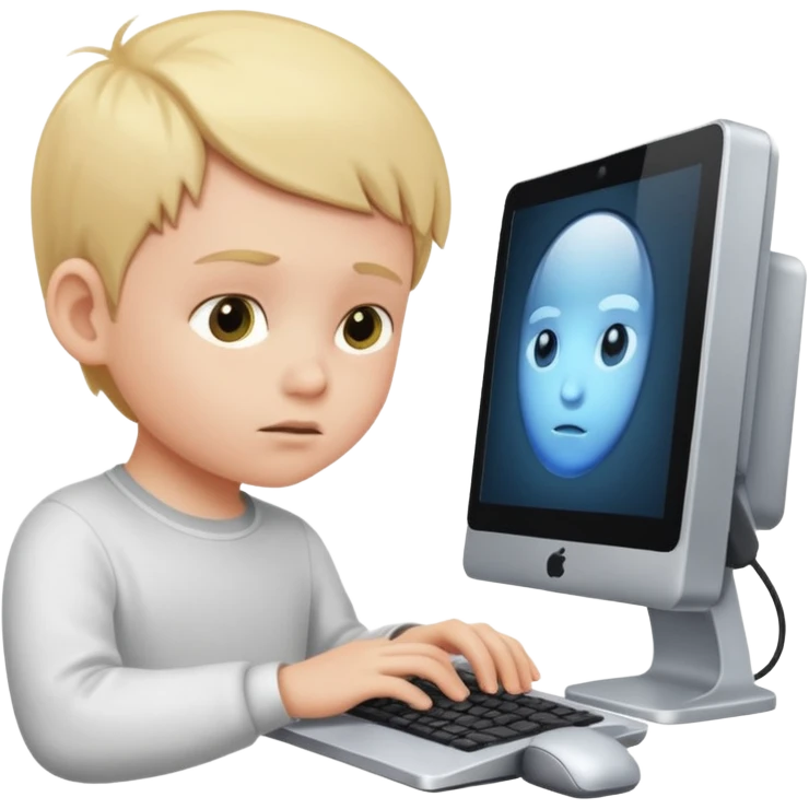 a white child programs on a computer emoji
