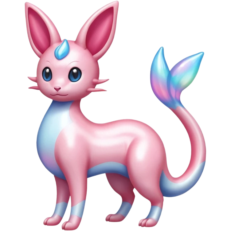 Shiny Pastel Translucent Sparkly Skitty-Milotic-Sylveon-Lumineon-Dragonair-Fakémon-hybrid-creature (full body)  emoji