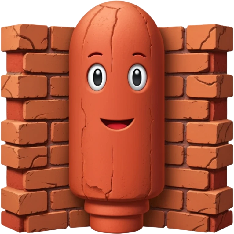 Penis shaped object made of layered red bricks, with dome shaped top emoji