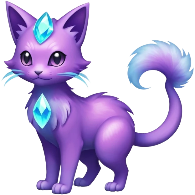 Shiny Magical Elemental Mysterious Purrloin-Delcatty-Pokémon-Fakémon-hybrid-creature (full body) emoji