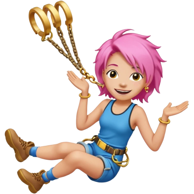 bungee jumping face with earrings and pink hair flying away earrings flying away emoji