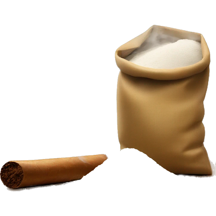 a bag of flour smokes a cigar emoji