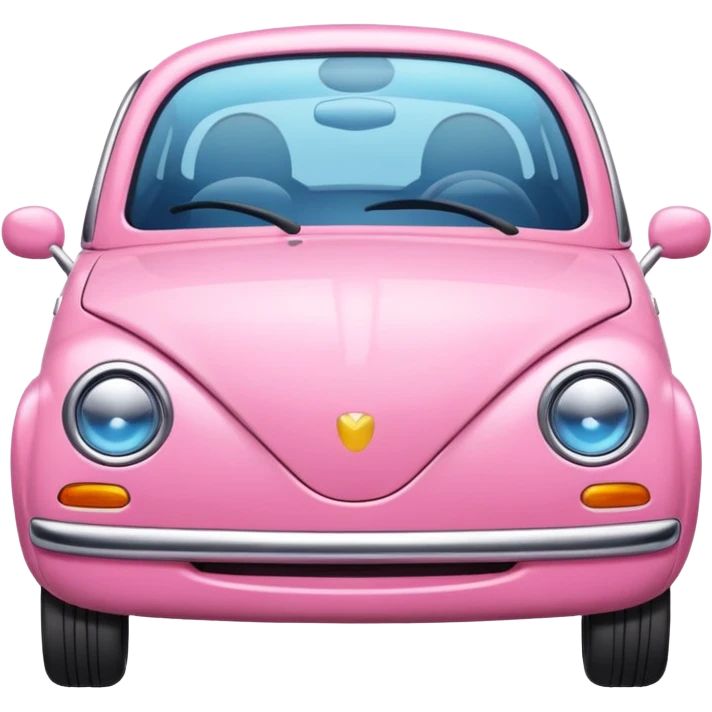 pink compact car emoji, cute and friendly, apple style emoji