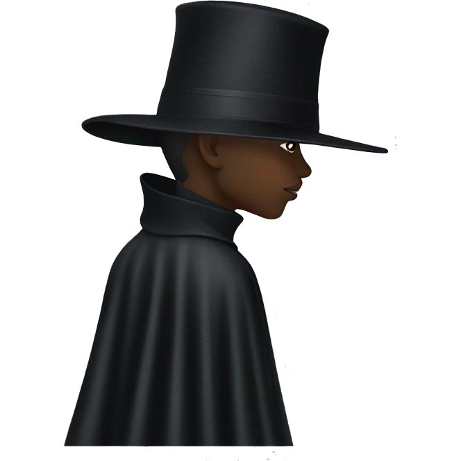 back profile of black magician, cape that says Dior, Dior logo on the cape emoji