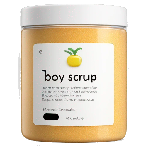 body scrub pot with label emoji