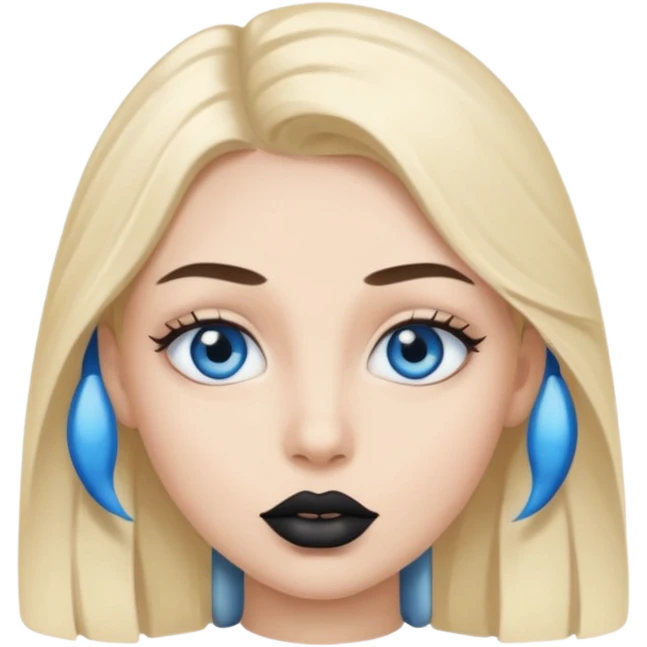 A 67 color blue black eye and lips. emoji
