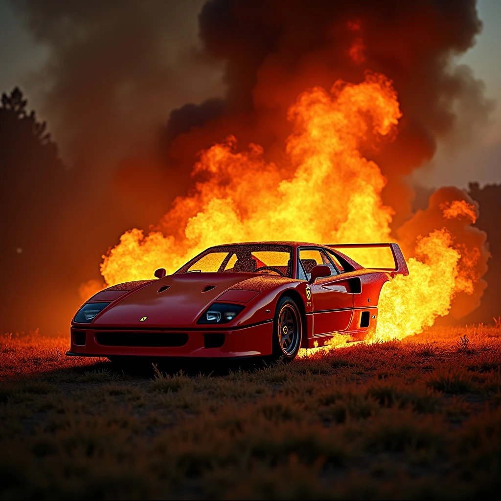 Ferrari F40 in fire emoji