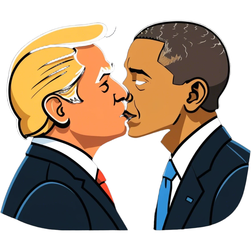 Obama kissing Trump emoji