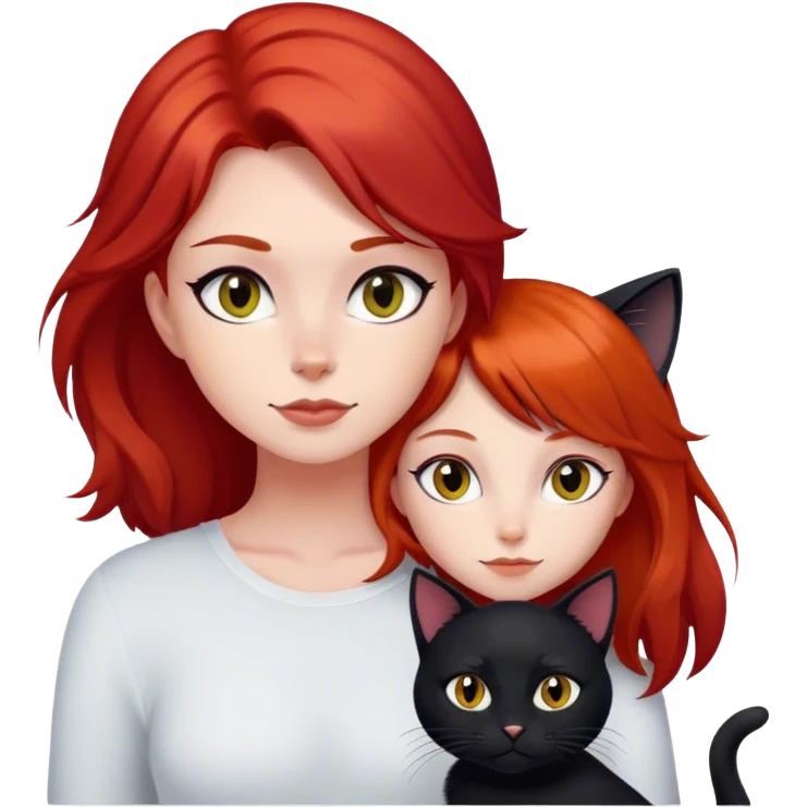Black cat with red head girl emoji