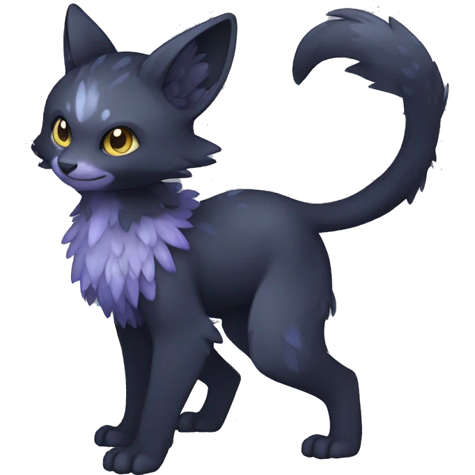 Cute cool shiny fantasy dark-shadow-themed animal hybrid Fakemon full body emoji
