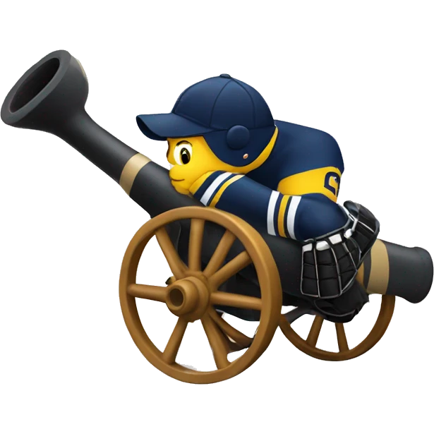Cannon with hockey player emoji