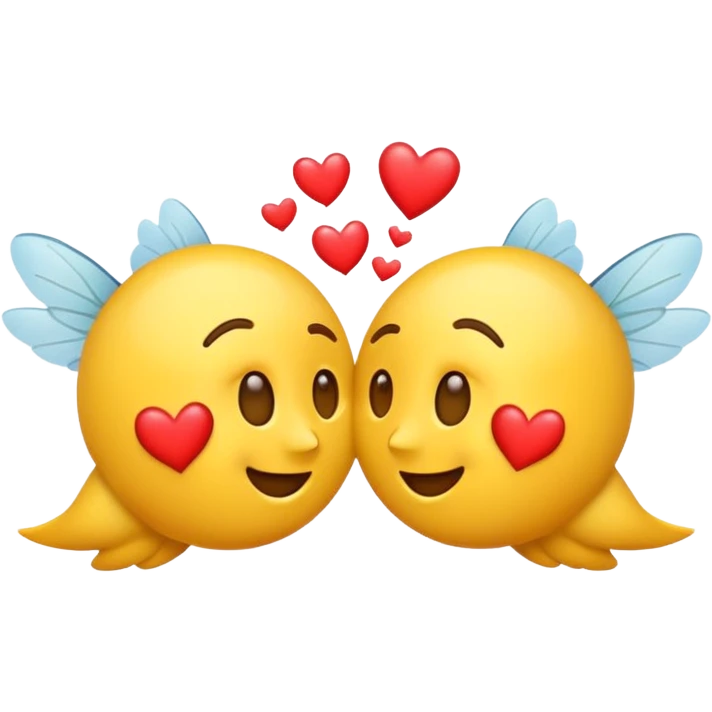 Kissing emoji with fly away hearts emoji