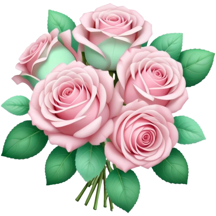 Light pink and mint rose bouquet with beautiful finish emoji